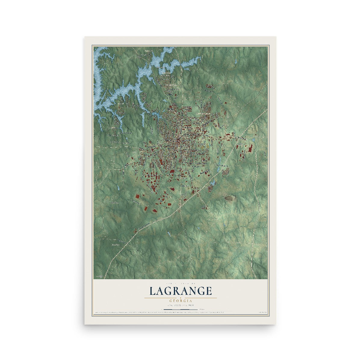 LaGrange, Georgia map print, 12" x 18" Archival Matte Print mockup