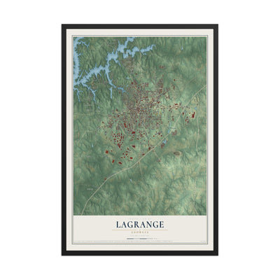 LaGrange, Georgia map print, 12" x 18" W/ Black Ayous Wood Frame mockup