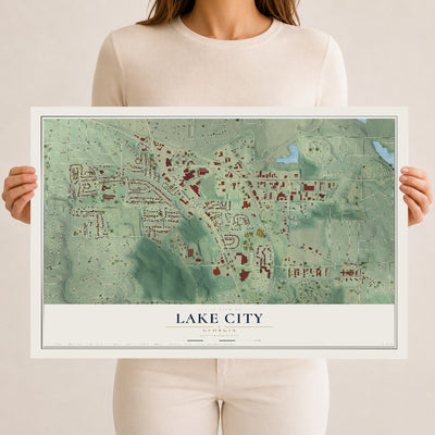 Lake City, Georgia map print, 12" x 18" Archival Matte Print mockup