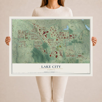 Lake City, Georgia map print, 24" x 36" Archival Matte Print mockup