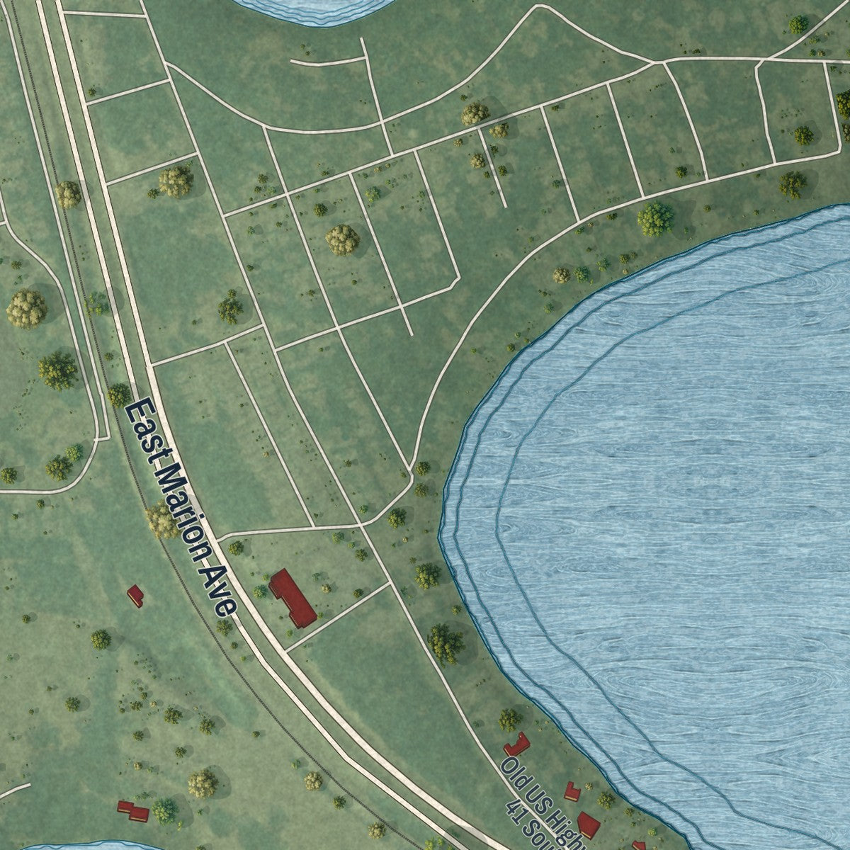 Close-up 2 of the Lake Park, Georgia map artwork