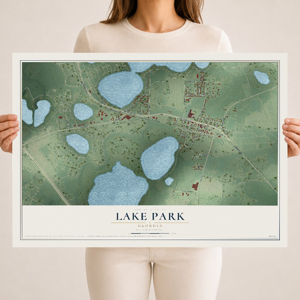 Lake Park, Georgia map print, 18" x 24" Archival Matte Print mockup