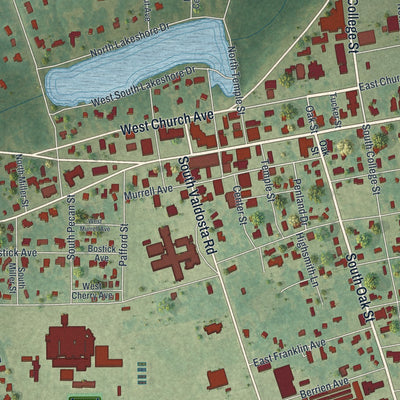 Close-up 1 of the Lakeland, Georgia map artwork
