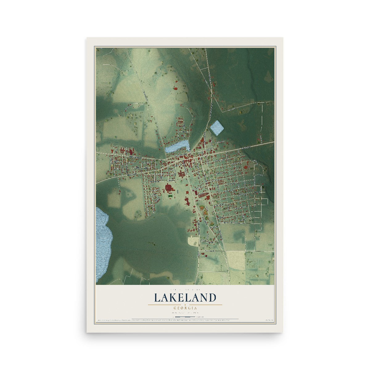 Lakeland, Georgia map print, 12" x 18" Archival Matte Print mockup