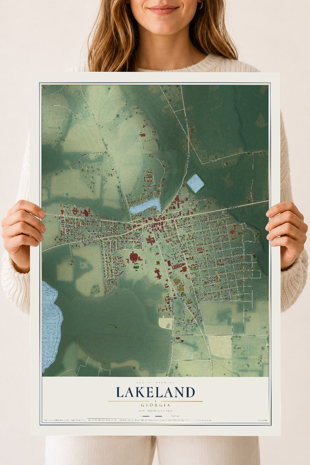 Lakeland, Georgia map print, 18" x 24" Archival Matte Print mockup