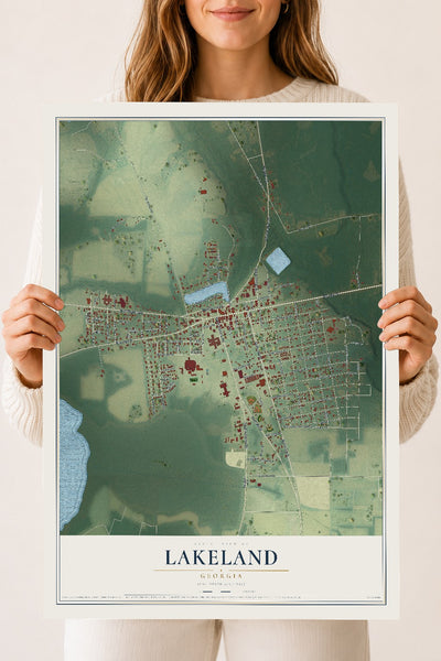 Lakeland, Georgia map print, 18" x 24" Archival Matte Print mockup