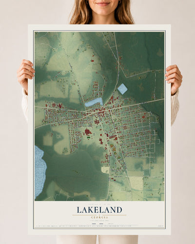 Lakeland, Georgia map print, 24" x 36" Archival Matte Print mockup