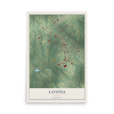 Lavonia, Georgia map print, 12" x 18" Archival Matte Print mockup