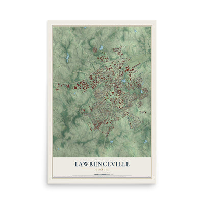Lawrenceville, Georgia map print, 12" x 18" Archival Matte Print mockup