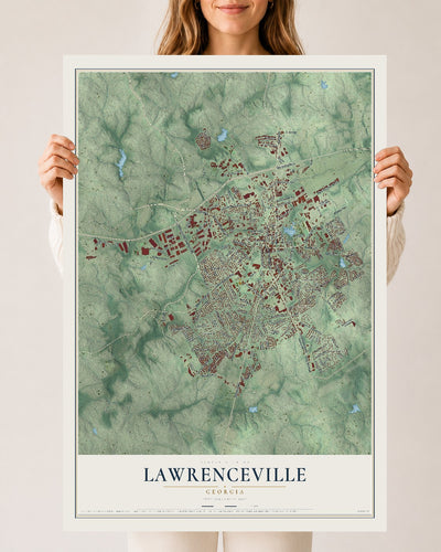 Lawrenceville, Georgia map print, 24" x 36" Archival Matte Print mockup