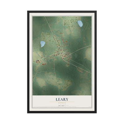 Leary, Georgia map print, 12" x 18" W/ Black Ayous Wood Frame mockup