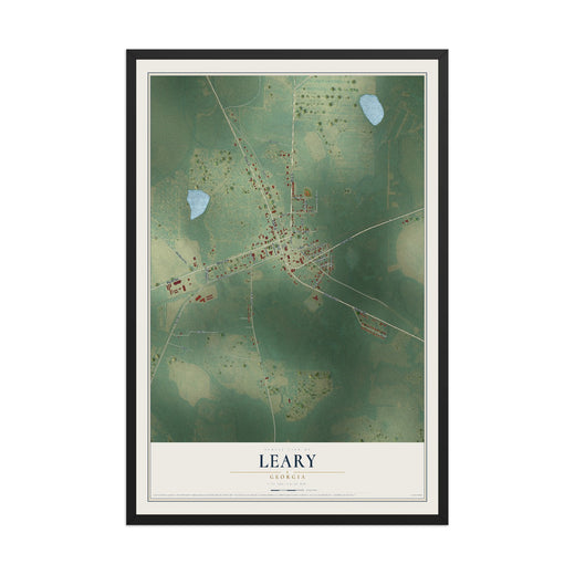 Map of Leary, Georgia, 12 x 18 inch print in a black wood frame