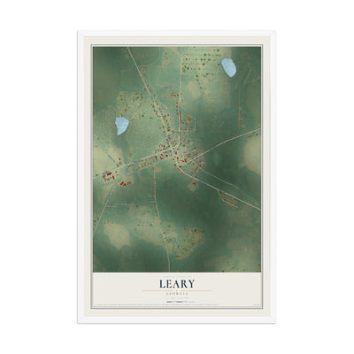 Leary, Georgia map print, 12" x 18" W/ White Ayous Wood Frame mockup