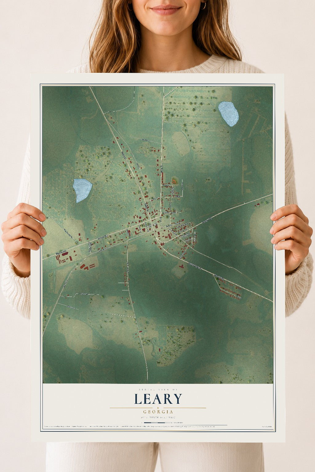 Leary, Georgia map print, 18" x 24" Archival Matte Print mockup