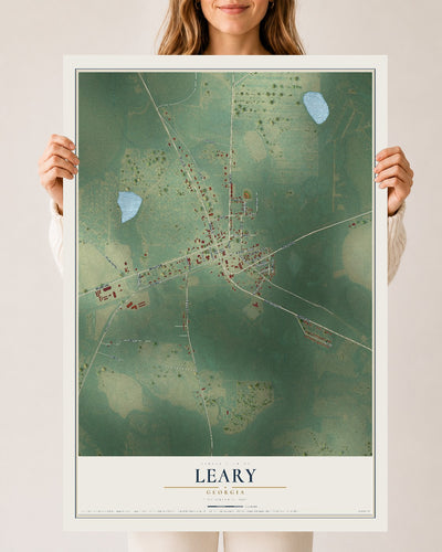 Leary, Georgia map print, 24" x 36" Archival Matte Print mockup
