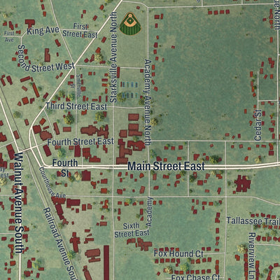 Close-up 1 of the Leesburg, Georgia map artwork
