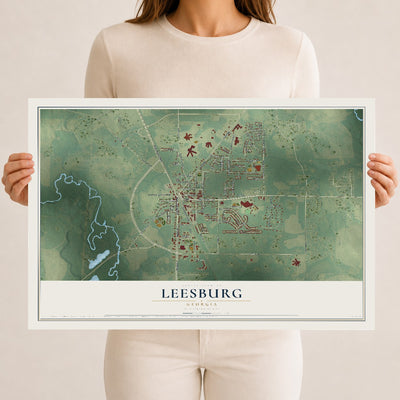 Leesburg, Georgia map print, 12" x 18" Archival Matte Print mockup