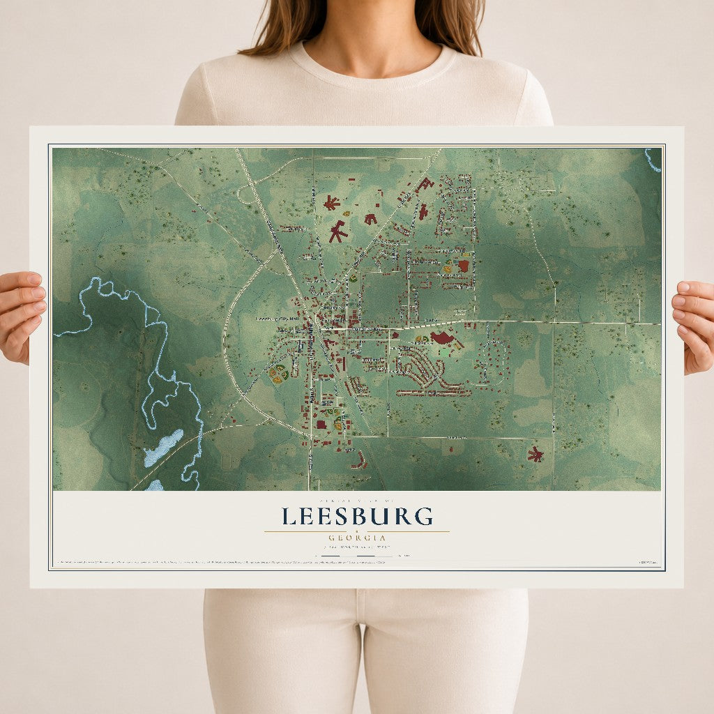 Leesburg, Georgia map print, 18" x 24" Archival Matte Print mockup