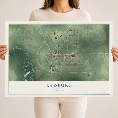 Leesburg, Georgia map print, 18" x 24" Archival Matte Print mockup
