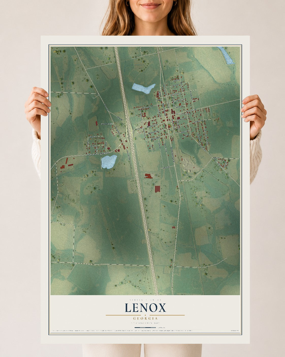 Lenox, Georgia map print, 24" x 36" Archival Matte Print mockup