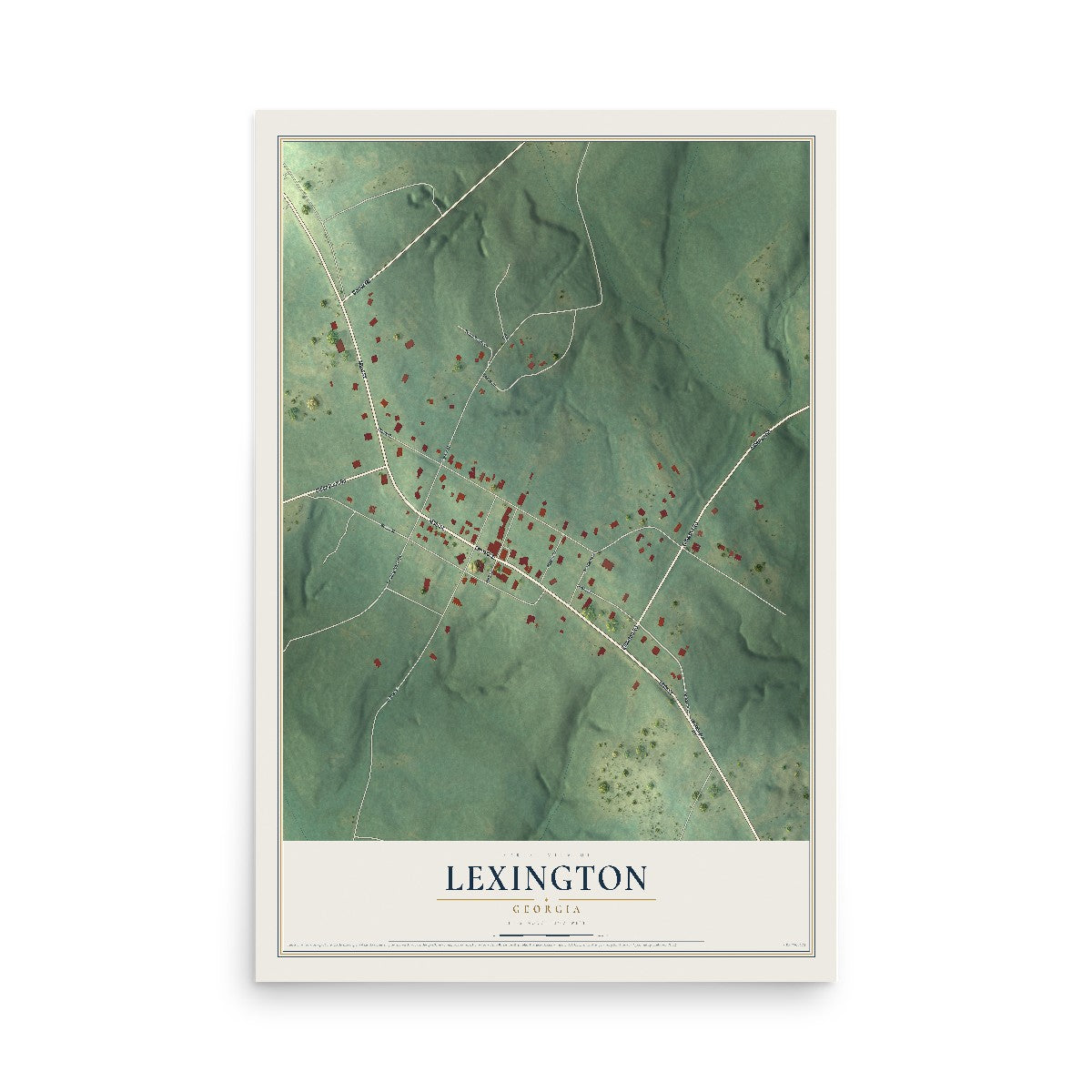 Lexington, Georgia map print, 12" x 18" Archival Matte Print mockup