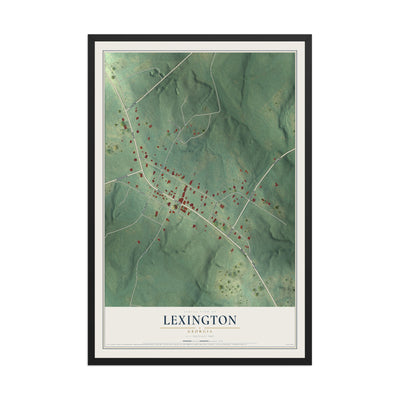 Lexington, Georgia map print, 12" x 18" W/ Black Ayous Wood Frame mockup