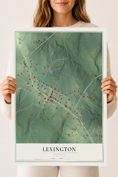 Lexington, Georgia map print, 18" x 24" Archival Matte Print mockup