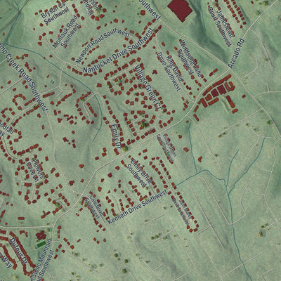 Close-up 2 of the Lilburn, Georgia map artwork