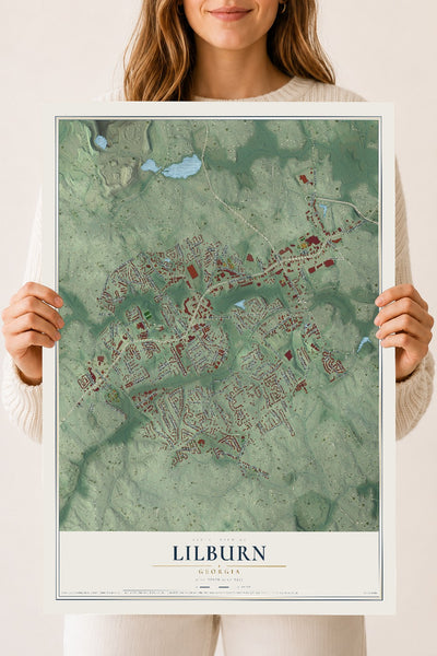 Lilburn, Georgia map print, 18" x 24" Archival Matte Print mockup