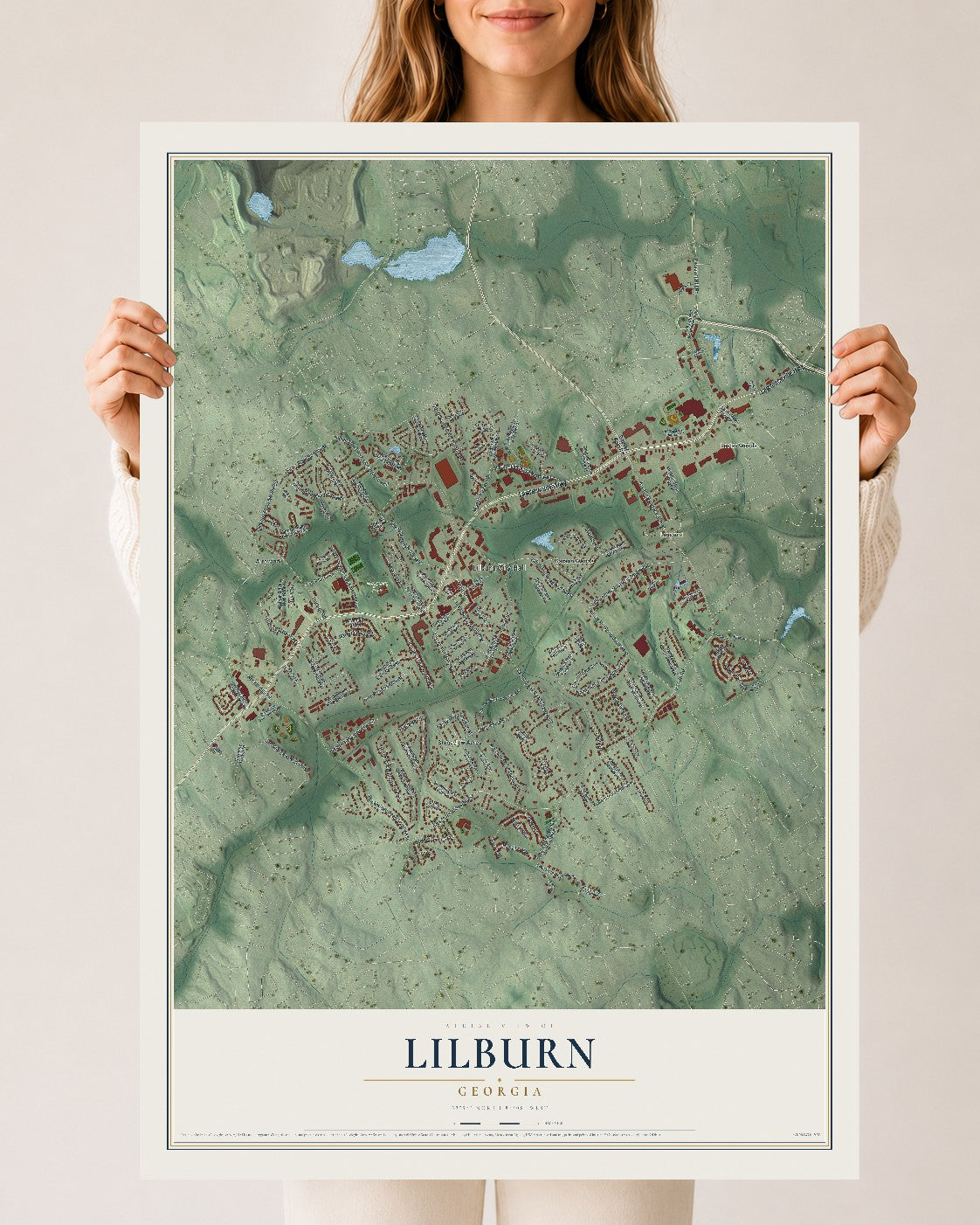 Lilburn, Georgia map print, 24" x 36" Archival Matte Print mockup