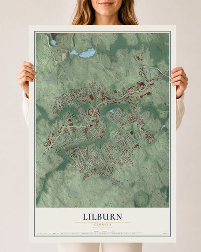 Lilburn, Georgia map print, 24" x 36" Archival Matte Print mockup