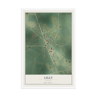 Lilly, Georgia map print, 12" x 18" W/ White Ayous Wood Frame mockup