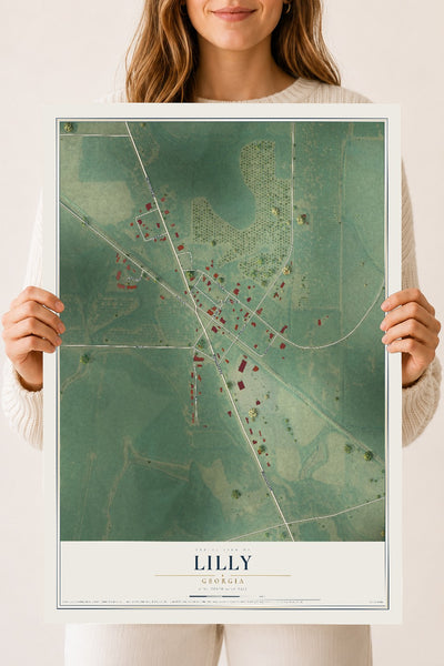 Lilly, Georgia map print, 18" x 24" Archival Matte Print mockup