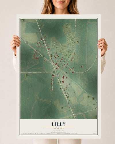 Lilly, Georgia map print, 24" x 36" Archival Matte Print mockup