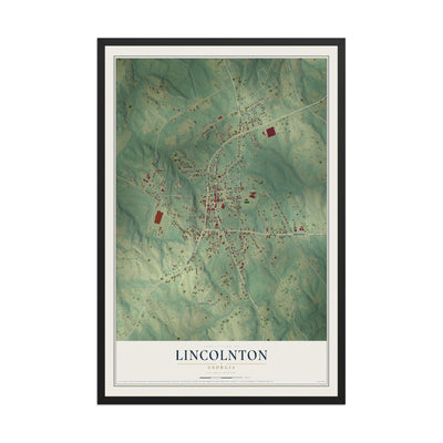Lincolnton, Georgia map print, 12" x 18" W/ Black Ayous Wood Frame mockup