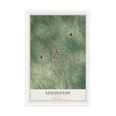 Lincolnton, Georgia map print, 12" x 18" W/ White Ayous Wood Frame mockup