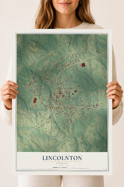 Lincolnton, Georgia map print, 18" x 24" Archival Matte Print mockup
