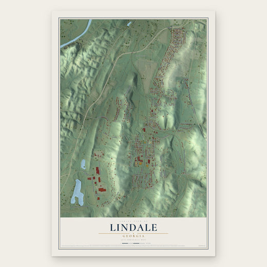 Lindale, Georgia map print, the full design