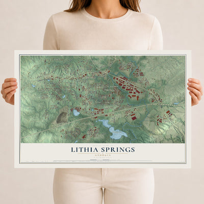 Lithia Springs, Georgia map print, 12" x 18" Archival Matte Print mockup