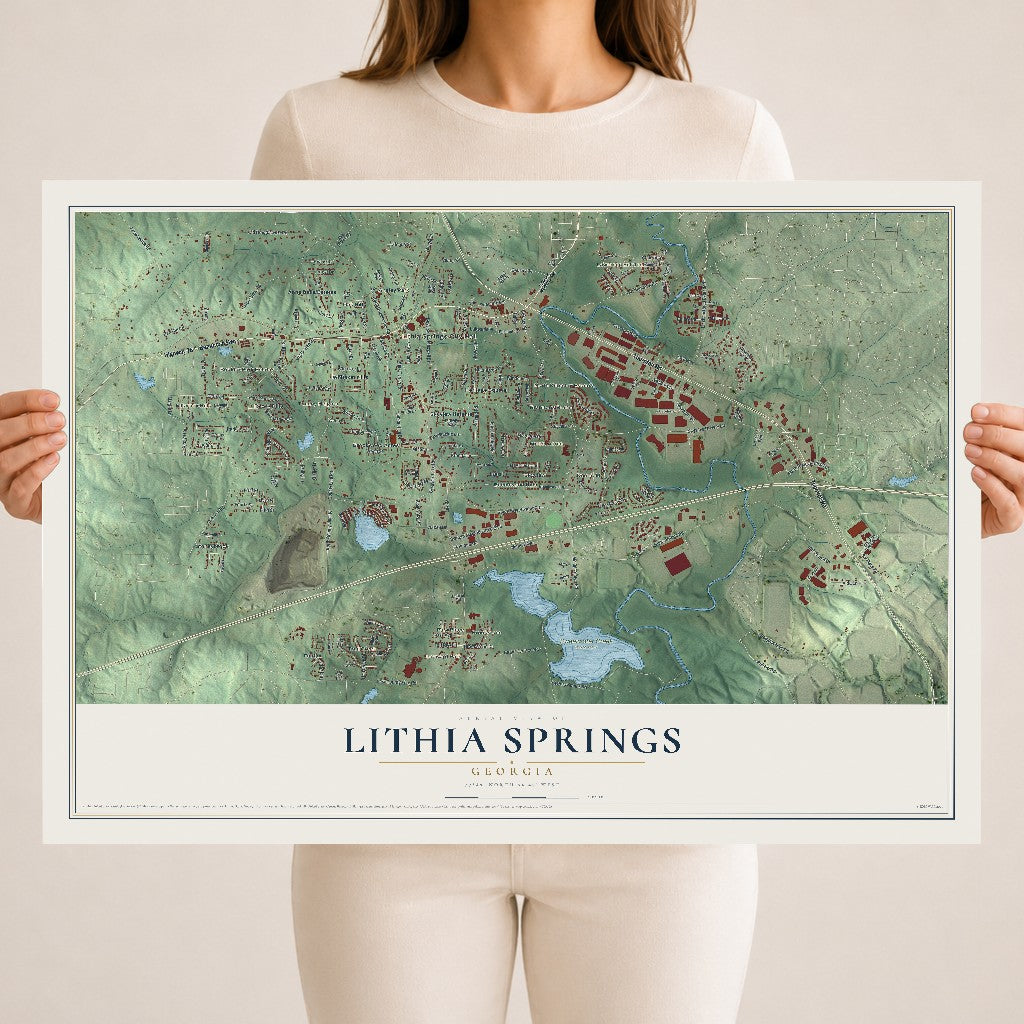 Lithia Springs, Georgia map print, 18" x 24" Archival Matte Print mockup