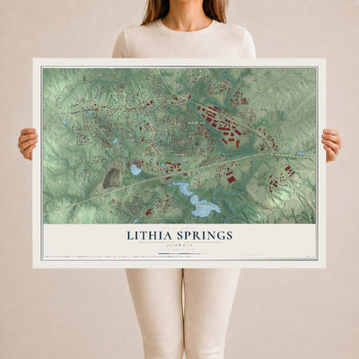 Lithia Springs, Georgia map print, 24" x 36" Archival Matte Print mockup
