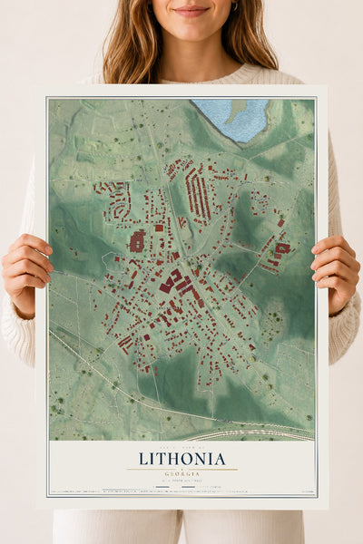 Lithonia, Georgia map print, 18" x 24" Archival Matte Print mockup