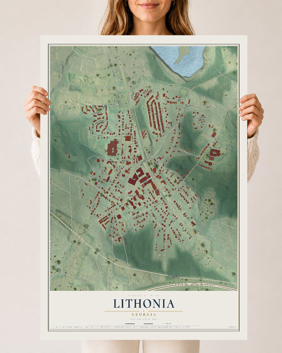 Lithonia, Georgia map print, 24" x 36" Archival Matte Print mockup