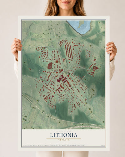 Lithonia, Georgia map print, 24" x 36" Archival Matte Print mockup