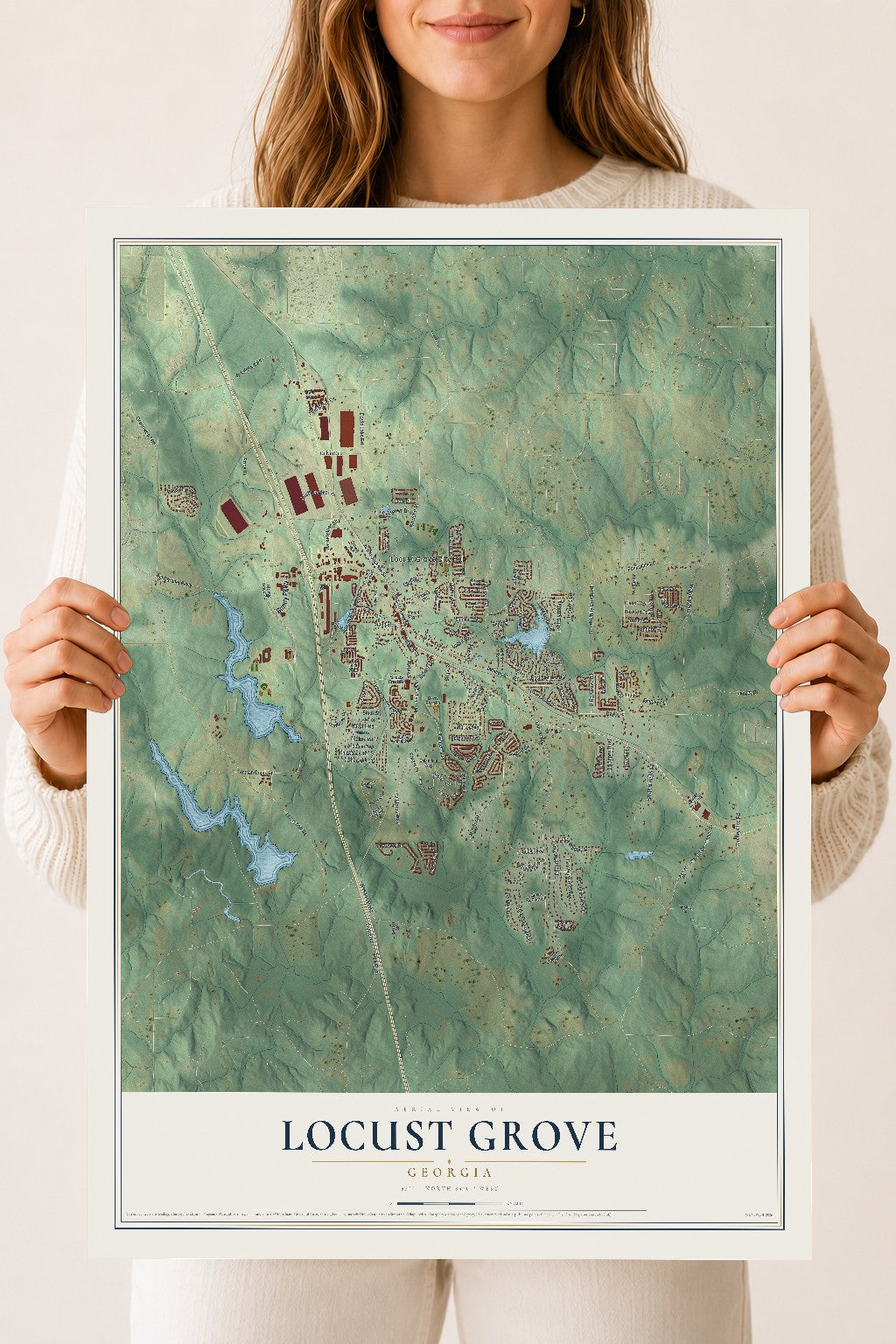 Locust Grove, Georgia map print, 18" x 24" Archival Matte Print mockup