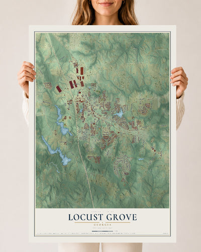 Locust Grove, Georgia map print, 24" x 36" Archival Matte Print mockup