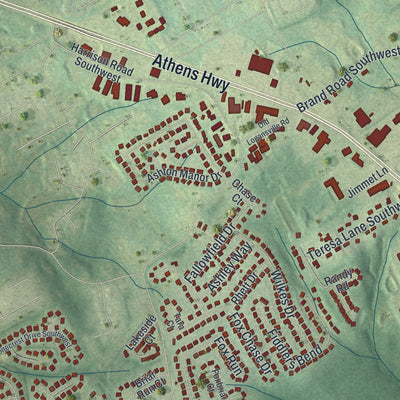 Close-up 2 of the Loganville, Georgia map artwork