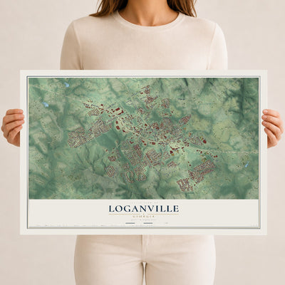 Loganville, Georgia map print, 12" x 18" Archival Matte Print mockup