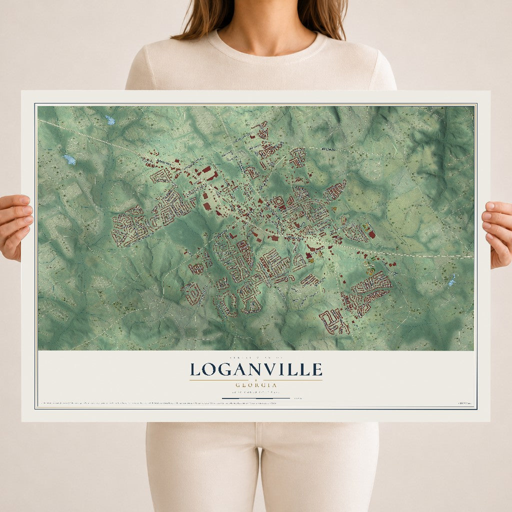 Loganville, Georgia map print, 18" x 24" Archival Matte Print mockup