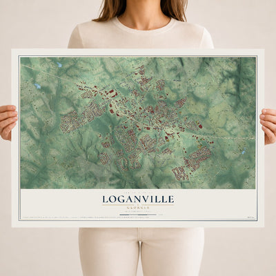 Loganville, Georgia map print, 18" x 24" Archival Matte Print mockup